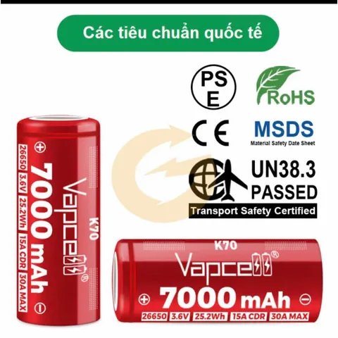 Pin 26650 Vapcell K54 , dung lượng 5400mah siêu cao  giành cho đèn pin , thiết bị điện tử sử dụng pin 26650