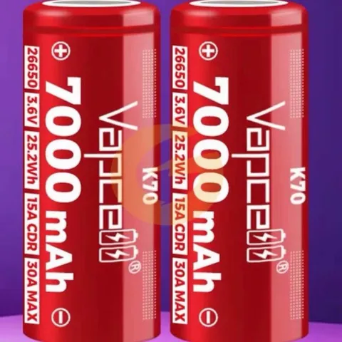 Pin 26650 Vapcell K70 , dung lượng 7000mah siêu khủng , dùng cho đèn pin , và các thiết bị sử dụng pin 26650