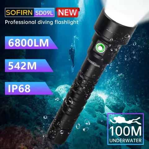 Đèn pin lặn SD09L sofirn , cao cấp siêu sáng , sử dụng 2 pin 21700 tháo rời , độ sáng khủng lên tới 6800 lumen