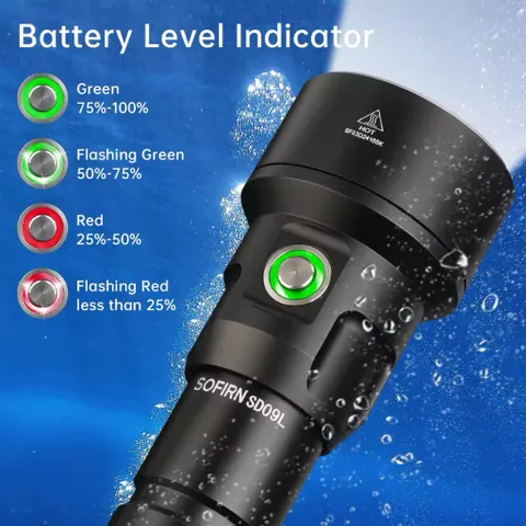 Đèn pin lặn SD09L sofirn , cao cấp siêu sáng , sử dụng 2 pin 21700 tháo rời , độ sáng khủng lên tới 6800 lumen