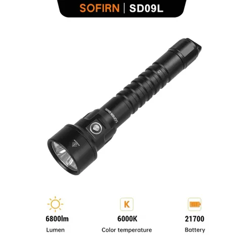 Đèn pin lặn SD09L sofirn , cao cấp siêu sáng , sử dụng 2 pin 21700 tháo rời , độ sáng khủng lên tới 6800 lumen