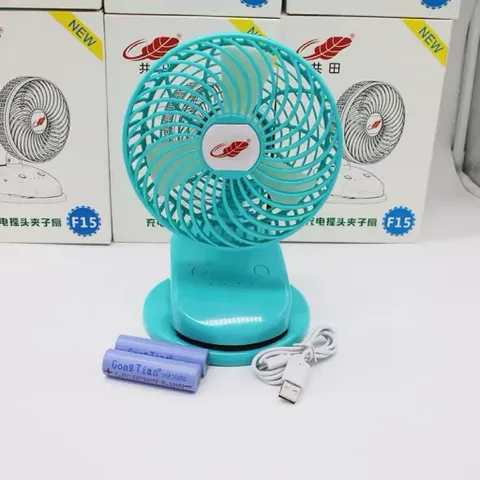 Quạt kẹp để bàn Gongtian F15 , siêu mạnh , có đảo gió , sử dụng 2 pin 18650 tháo rời đi kèm , động cơ ko chổi than êm ái