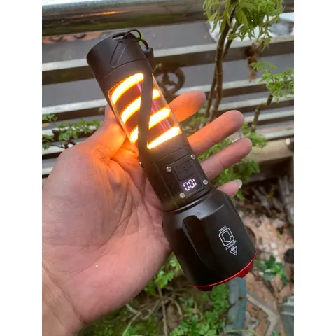 Đèn pin siêu sáng Reca kèm pin, có đèn thân led cob sáng vàng ấm , siêu tiện lợi cho các công việc chiếu sáng , picnic