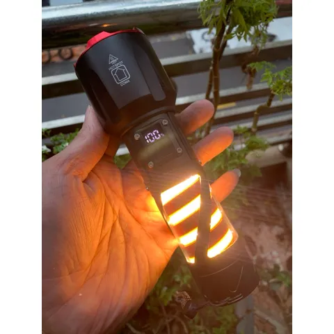 Đèn pin siêu sáng Reca kèm pin, có đèn thân led cob sáng vàng ấm , siêu tiện lợi cho các công việc chiếu sáng , picnic