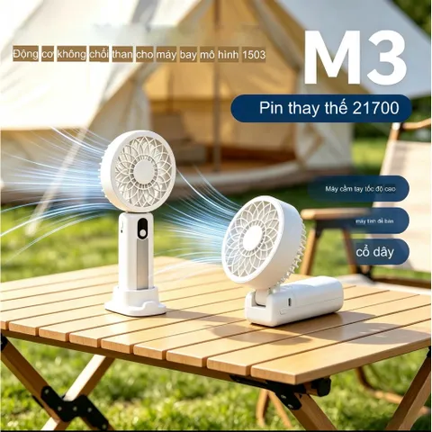 Quạt M3 siêu mạnh bá đạo , động cơ phản lực không chổi than , sử dụng pin 21700 tháo rời được , 7 cấp độ gió siêu mát.