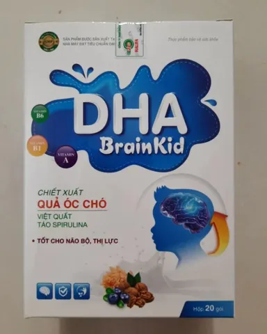 Cốm bổ não DHA BRAIN KID - Hỗ trợ phát triển bộ não, tăng cường trí nhớ, tập trung ờ trẻ -Hộp 20 gói