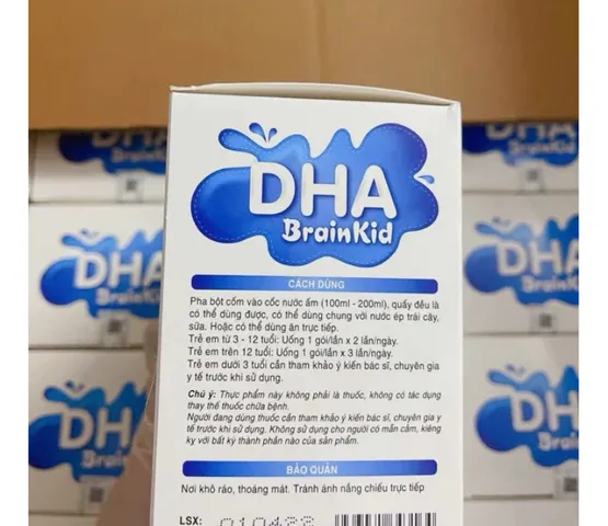 Cốm bổ não DHA BRAIN KID - Hỗ trợ phát triển bộ não, tăng cường trí nhớ, tập trung ờ trẻ -Hộp 20 gói
