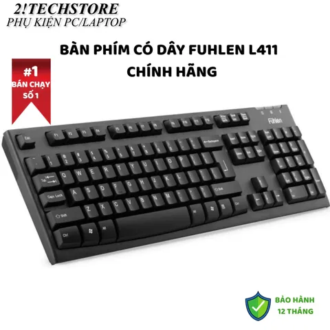 Bàn Phím Có Dây Fuhlen L411 Kết Nối USB Phím Bấm Êm Ái Cho Văn Phòng, Bền Đẹp, Chính Hãng BH 24T