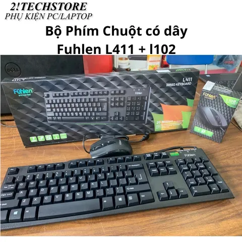 Bàn Phím Có Dây Fuhlen L411 Kết Nối USB Phím Bấm Êm Ái Cho Văn Phòng, Bền Đẹp, Chính Hãng BH 24T