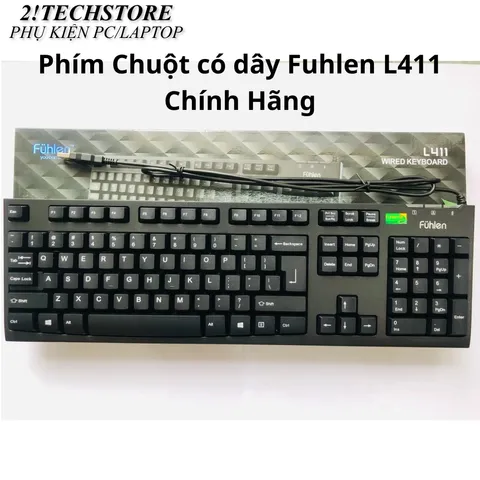 Bàn Phím Có Dây Fuhlen L411 Kết Nối USB Phím Bấm Êm Ái Cho Văn Phòng, Bền Đẹp, Chính Hãng BH 24T