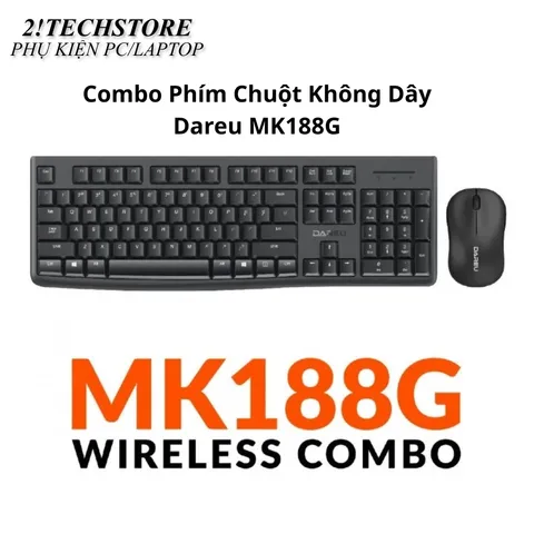 Bộ Phím Chuột Dareu MK188G – Combo Bàn Phím Chuột Không Dây dành cho văn phòng học tập – Chính Hãng