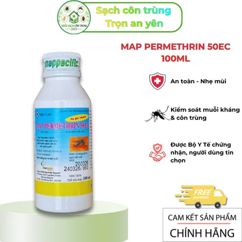 Map Permethrin 50ec 100ml chế phẩm kiểm soát muỗi và côn trùng hiệu quả, tồn lưu lâu, Anh Quốc