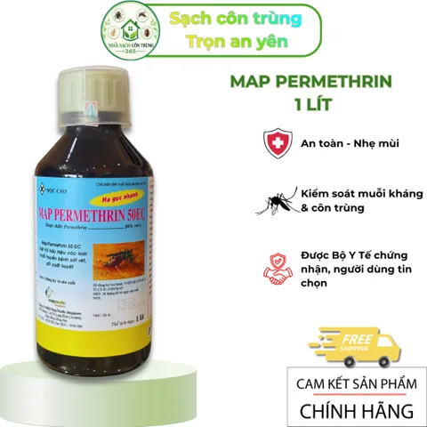 Map Permethrin 50ec 1 lít – Chế phẩm kiểm soát muỗi & côn trùng nhà ở, xử lý dịch vụ- Hạ gục nhanh