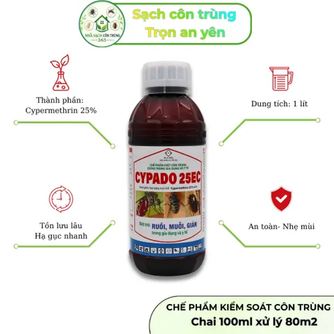 Cypado 25ec 1 lít – Chế phẩm hỗ trợ kiểm soát muỗi, côn trùng với 25% Cypermẹthrin giúp hạ gục nhanh