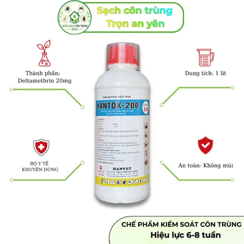 Hantox-200 kiểm soát và xử lý côn trùng, bọ chét, mòng mạt, ve rận chuồng trại, nhà ở, chai 1 lít 848213