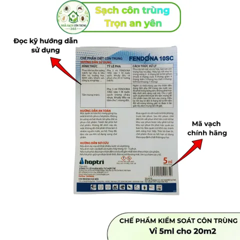 Fendona 10sc không mùi – Giải pháp hỗ trợ kiểm soát muỗi, kiến, gián,...vỉ 5ml cho 20m2, tồn lưu tốt