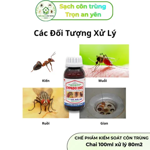 Cypado 25ec 100ml – Chế phẩm hỗ trợ kiểm soát muỗi & côn trùng với 25% Cypermẹthrin hạ gục nhanh