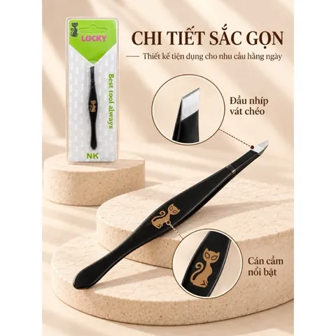 Nhíp Gắp Lucky Đầu Xéo Chính Xác – Dụng Cụ Nhổ Lông Mày, Lông Mặt Nhỏ Gọn Tiện Dụng
