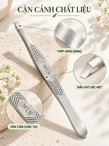 Nhíp Tỉa Chân Mày Đầu Vát MLN Thiết Kế Chắc Tay Dễ Thao Tác