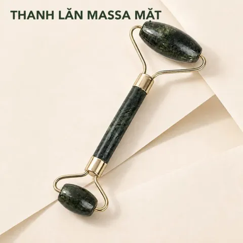 Cây Lăn Mặt Massage Cầm Tay Hai Đầu, Thanh Lăn Chăm Sóc Da Mặt Xanh Đậm