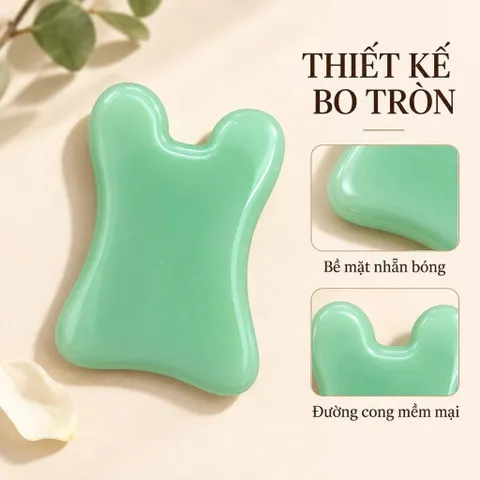 Đá Massage Mặt Gua Sha Xanh, Dụng Cụ Massage Cầm Tay Bo Tròn Chăm Sóc Da