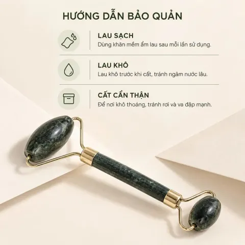 Cây Lăn Mặt Massage Cầm Tay Hai Đầu, Thanh Lăn Chăm Sóc Da Mặt Xanh Đậm
