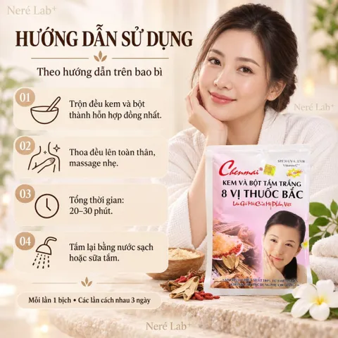 Kem Và Bột Tắm Trắng Chenmai 8 Vị Thuốc Bắc 150g – Chăm Sóc Da Toàn Thân