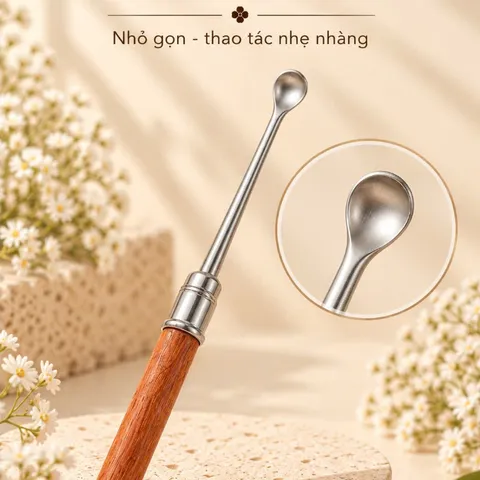 Cây Lấy Ráy Tai Cán Gỗ NERÉ LAB – Dụng Cụ Vệ Sinh Tai Đầu Thìa Bo Tròn, Nhỏ Gọn Tiện Dụng