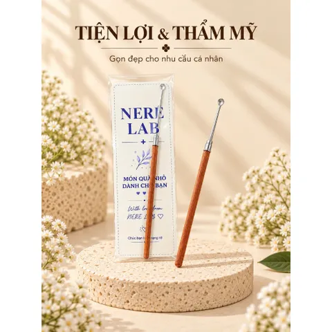 Cây Lấy Ráy Tai Cán Gỗ NERÉ LAB – Dụng Cụ Vệ Sinh Tai Đầu Thìa Bo Tròn, Nhỏ Gọn Tiện Dụng