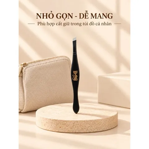 Nhíp Nhổ Lông Lucky Đầu Vát Chéo – Nhíp Gắp Lông Mày Cán Đen, Nhỏ Gọn Dễ Cầm