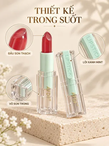 Son Môi Lipstick Dạng Thỏi Vỏ Trong Suốt – Thiết Kế Xanh Mint