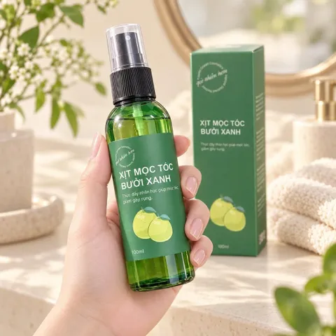 Xịt Mọc Tóc Bưởi Xanh 100ml – Xịt Dưỡng Tóc Tinh Dầu Vỏ Bưởi, Hoa Bưởi