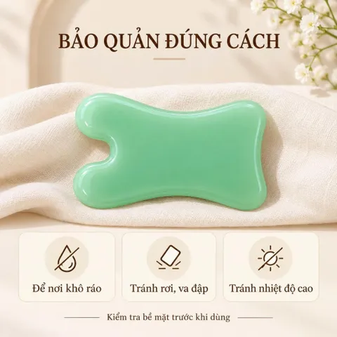 Đá Gua Sha Massage Mặt Màu Xanh, Dụng Cụ Chăm Sóc Da Cầm Tay Dáng Cong