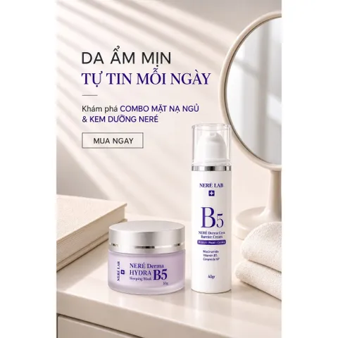 Bộ đôi NERÉ Mặt nạ ngủ - Kem dưỡng, Dưỡng ẩm sâu, Phục hồi da qua đêm, Dành cho da khô, Da nhạy cảm