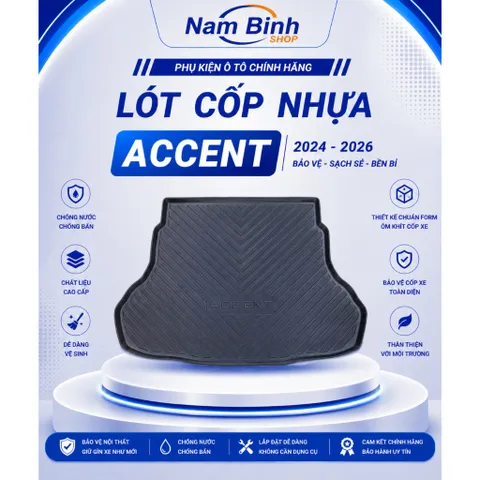Lót Cốp Nhựa Xe Accent 2024–2026 | Chuẩn Form Theo Xe, Chống Nước