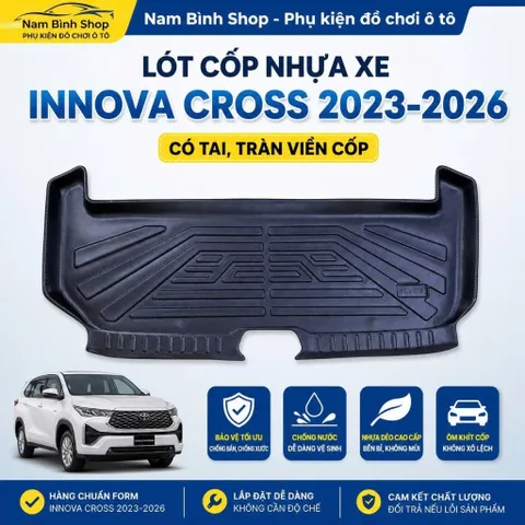 Lót Cốp Nhựa Innova Cross 2023-2026 Tràn Viền Có Tai | Ôm Khít Cốp, Chống Nước, Chống Bẩn
