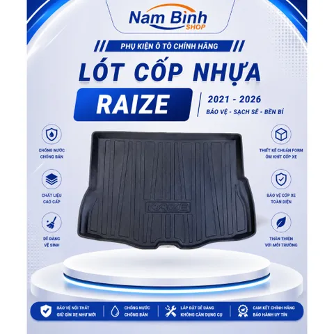 Lót cốp nhựa xe Toyota Raize 2021–2026, chuẩn form, chống trầy, dễ vệ sinh