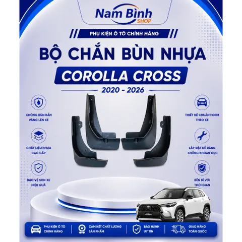 Chắn Bùn Corolla Cross 2020-2026 Chuẩn Form | Bộ 4 Bánh, Nhựa Dày, Hạn Chế Bùn Đất Bắn Lên Xe