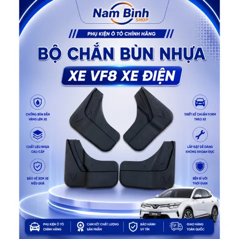 Chắn Bùn VinFast VF8 2022-2026 | Bộ 4 Bánh Chuẩn Form, Nhựa ABS Dày, Chống Đá Văng, Chống Bắn Bẩn