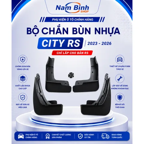 Chắn Bùn Nhựa Honda City RS 2023-2026 | Chỉ Lắp Bản RS | Chuẩn Form Theo Xe | Chống Bắn Bùn, Bảo Vệ Sườn Xe