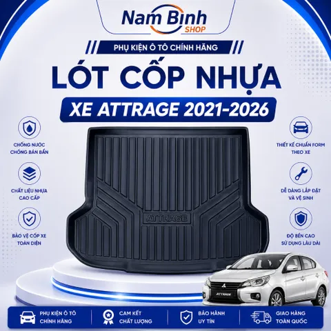 Lót Cốp Nhựa Mitsubishi Attrage 2021-2026 | Khay Lót Cốp Chống Nước, Chống Bẩn, Chuẩn Form Theo Xe