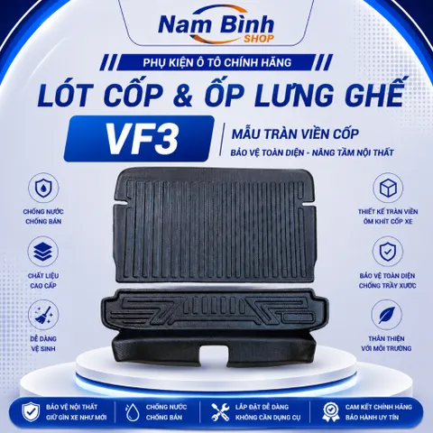 Combo Lót Cốp + Ốp Lưng Ghế VF3 Nhựa Dẻo | Khay Lót Cốp Chống Nước, Chống Bẩn, Tràn Viền Chuẩn Form