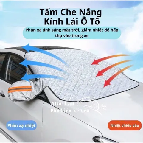 Bạt Che Nắng Kính Lái Ô Tô 4 Lớp Có Tai Gương Cao Cấp - Cách Nhiệt Chống Nóng Hiệu Quả