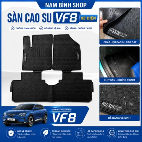 Thảm lót sàn xe VinFast VF8 3D theo xe – Cao su bền đẹp, không mùi, chống bẩn, vệ sinh nhanh