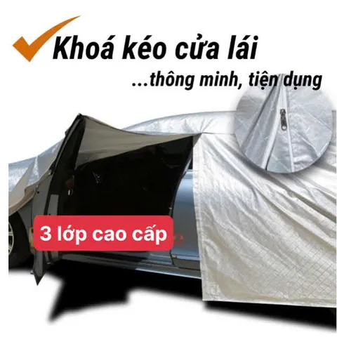 Bạt phủ xe VinFast VF3 tráng nhôm 3 lớp chống nắng nóng, chống nước, bảo vệ xe toàn diện