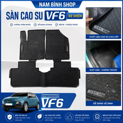 Thảm lót sàn xe VinFast VF6 3D theo xe – Cao su bền đẹp, không mùi, chống bẩn, vệ sinh nhanh