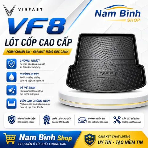 Lót cốp nhựa xe Vinfast VF8 | Thảm cốp chống trầy xước, chống nước, dễ vệ sinh