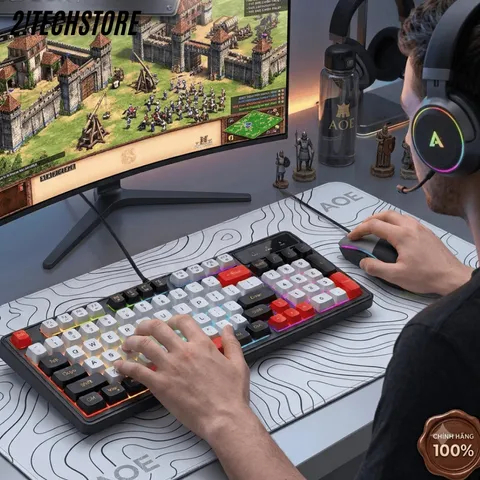 COMBO Phím Giả Cơ Và Chuột Ateck K98 Có Dây Cổng USB - Phím Chơi Gaming LED RGB Nhẹ Rõ Nét Cao Cấp.
