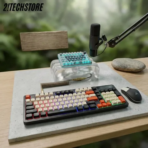 COMBO Phím Giả Cơ Và Chuột Ateck K98 Có Dây Cổng USB - Phím Chơi Gaming LED RGB Nhẹ Rõ Nét Cao Cấp.