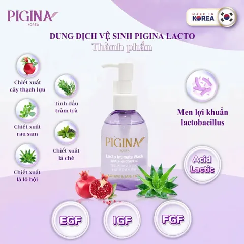 Pigina Lacto Intimate Wash - Dung dịch vệ sinh phụ nữ chai 150ml, Hàn Quốc